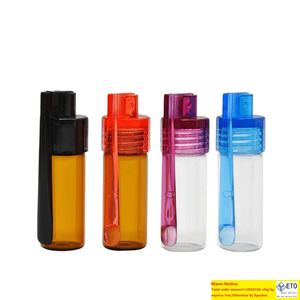 51mm36mm Bouteille En Verre Snuff Snorter Distributeur Portable Bullet Snorter Flacon En Plastique Pilule Conteneur Boîte Avec Cuillère Plusieurs Couleurs