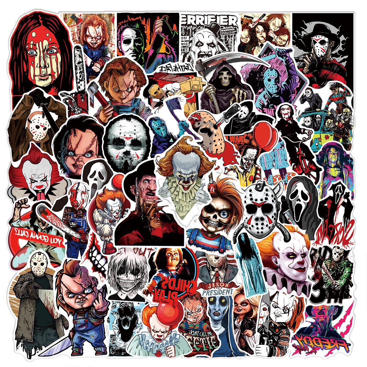 51PCS Halloween Horror film personaggi Thriller Killer Adesivi Graffiti Kids Toy Skateboard auto Moto Bicicletta Sticker
