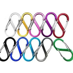 51x23mm grote sleutelhanger multifunctionele sleutelring buitengereedschappen camping s-type buckle 8 personages quickdraw carabiner i0523