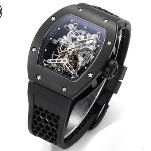 52-01 montre de luxe Luxe Klassiek Horloge 43X50mm tourbillon mechanisch uurwerk titanium kast rubberen band designer horloges heren Horloges Horloges