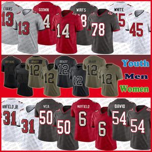 6 Baker Mayfield TB Bucs Football Jersey Personnalisé Hommes Femmes Jeunes Mike Evans Devin Blanc Chris Godwin Lavonte David Vita Vea Kyle Trask Tristan Wirfs Jamel Dean Tom Brady