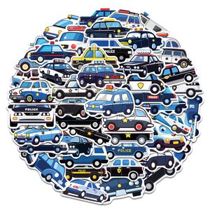 50 PCS Dessin Animé Police Voiture Enfants Autocollants Pour Skateboard Guitare Voiture Réfrigérateur Casque Ipad Vélo Téléphone Moto PS4 Notebook Pvc Autocollants