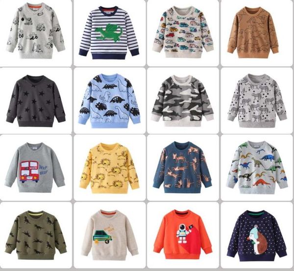 52 Styles Spring Fall Boys Kids Clothes 100cotton manches longues voiture complète dinosaure zèbre imprimement épais t-shirt garçon causal cool kids cl9927652