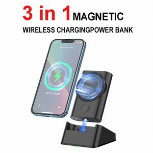 5200 mAh Magnetische Power Bank 3 in 1 Draadloze externe batterij Powerbank voor Iphone 12 13Pro Draagbare oplader Apple Watch 7 SE 6 5