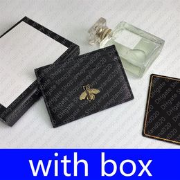 523685 Bee Animalier Card Case Designer Mens Lederen kaarthouder Mini Pocket Organisator Wallet Coin Purse Mode Signature Cardhol269Y