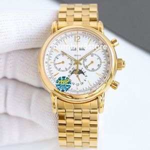 5270 Reloj para hombre de oro amarillo Suizo CH 29 -535 Movimiento automático Esfera blanca / negra Calendario perpetuo Cristal de zafiro Fase lunar Reloj de pulsera clásico de lujo