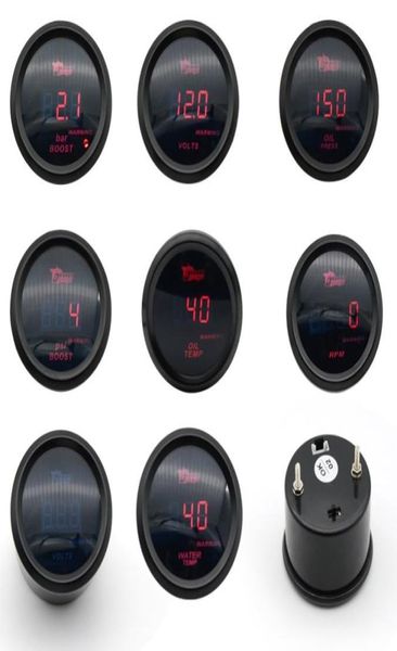 Medidor de aumento de 52mmTemperatura del aguaTemperatura del aceitePresión de aceiteVoltajeMedidor de tacómetro Digital LED NEGRO rojo Case3181483