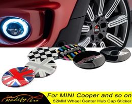52mm Auto Styling Wiel Center Cover Sticker Hub Cap Voor Mini Cooper S JCW OneR55 R56 R60 R61 f54 F55 F56 F60 Clubman Countryman3417100