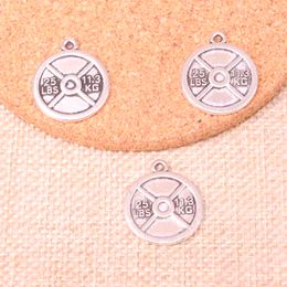 52 stks Charms Barbell Disc Gewicht 25 lbs 11.3kg 23 * 20mm Antieke Making Hanger Fit, Vintage Tibetaanse zilver, DIY handgemaakte sieraden