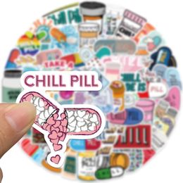 52 stks Chill Pill Stickers niet-willekeurig voor autobagage Bagage Graffiti Sticker Laptop Skateboard Motor Water Flessen Snowboard Wandstickers Kindercadeaus