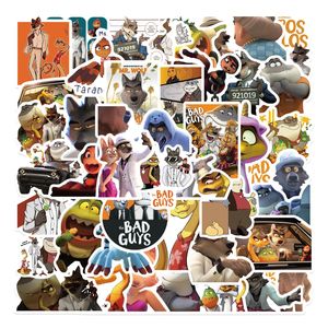 52pcs grappige cartoonfilm The Bad Guys Stickers for Laptop Children's Toys Cars Knapack Skate Computers Bagage