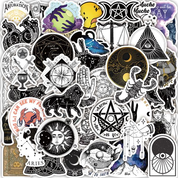 52pcs Nouveaux autocollants d'astrologie Vintage esthétique Magic Stickers Zodiac Celestial Witchcraft Autocollants Graffiti Autocollants pour les bagages de bricolage Autocollant pour ordinateur portable