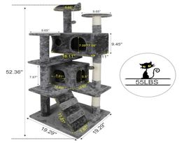 52quot Árbol para gatos Torre de actividades Muebles para mascotas y gatitos con postes rascadores dders64313227902360