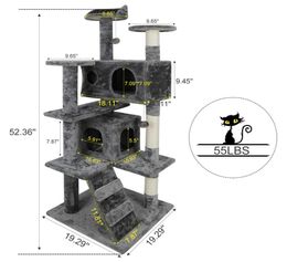 52quot Cat Tree Activity Tower Muebles de gatito con postes de rascado DDERS64313228642782