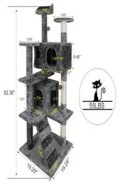 52quot Cat Tree Activity Tower Muebles de gatito con postes de rascado DDERS64313225667853