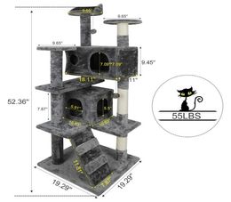 Tour d'activité d'arbre à chat de 52 pouces, meubles pour animaux de compagnie avec griffoirs dders64313222873083