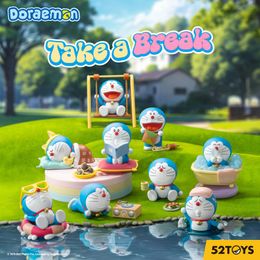 52Toys Caja ciega Doraemon Toma una acción de descanso Figura de decoración de escritorio de juguete coleccionable para cumpleaños 240429
