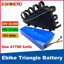 Batterie triangulaire 52V 60V 72V pour moto et vélo électrique, 20ah, Cycle profond, cellules au Lithium 21700, pour scooter électrique 1500W, 2000W, 3000W