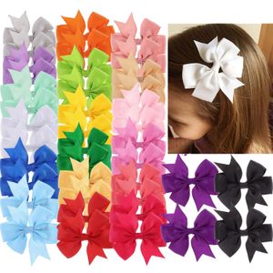 Pièces de tête pour filles, 53 couleurs, six oreilles, côtes solides, avec nœud en queue de poisson, épingle à cheveux, couvre-chef pour enfants