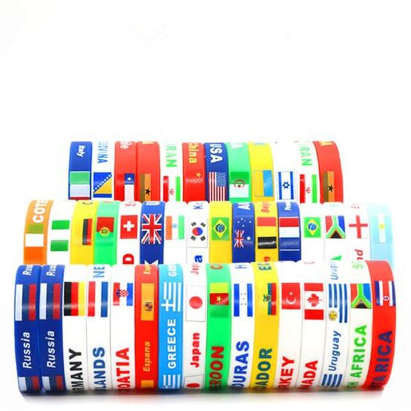 53 Pays Drapeau 2018 Coupe Du Monde Drapeau Logo 20 cm Sport Bracelet Fans De Football Silicone Élastique Poignet Bande ID Bracelet Souvenir Cadeau