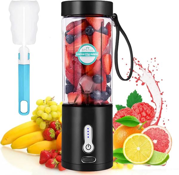 530ML Exprimidor eléctrico portátil Mini licuadora de frutas Batido de queso Naranja Limón Jugo fresco Batido Exprimidor Mezclador de carga USB Taza 240116