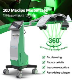 532nm 10D Roterende pijnloze Maxlipo Master Slimming Beauty Machine diode Laser voor cellulitisverwijdering groen licht Lllt Therapie Vet verlies