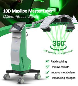 532NM 10D rotatif indolore maxlipo Master amincissant la machine de beauté laser à diode pour l'élimination de la cellulite lumière verte thérapie lllt perte de graisse