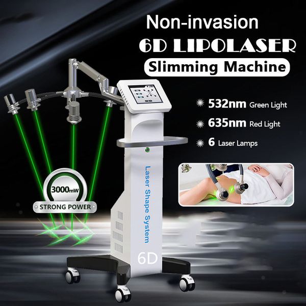 Laser professionnel 6D amincissant Non invasif 532nm, lumière verte, Machine de perte de poids, Diode brûlante de graisse, Lipo Lazer, façonnage du corps, équipement de beauté