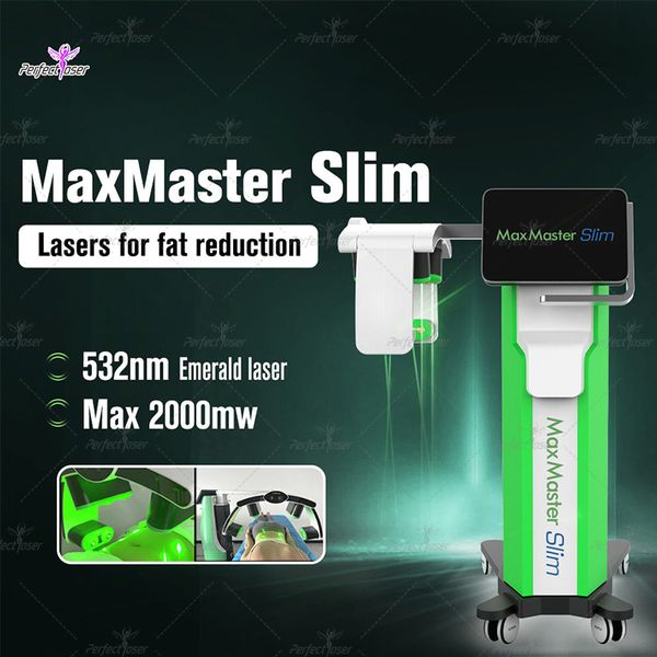 532 nm Emerald Laser Slimming Lux Master Green Light Machine Retrait de cellulite Corps Dispositif de perte de poids Dispositif Sket Treat 10d Lazer Maxmaster Equipment