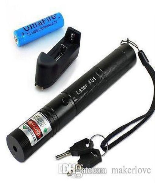 Stylo pointeur Laser vert professionnel puissant 532nm 301 303, lumière Laser avec batterie 18650, stylo Laser 303 3036050