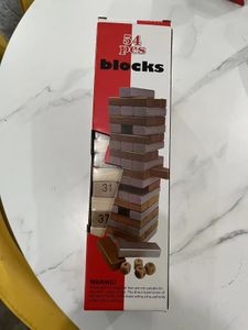 54 pc's houten blokken 4 dobbelstenen genummerd gebouw bakstenen stapelen klassiek traditioneel torenspel kind geschenk - uitdagende wiskunde puzzel dobbelstenen houten