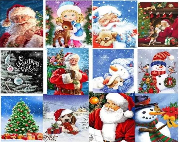 54 styles Diamond Painting Kits de Noël pour adultes 5d Santa Claus Diamonds Broderie House Snow House Paysage Mosaic Cross Stitch C2357807