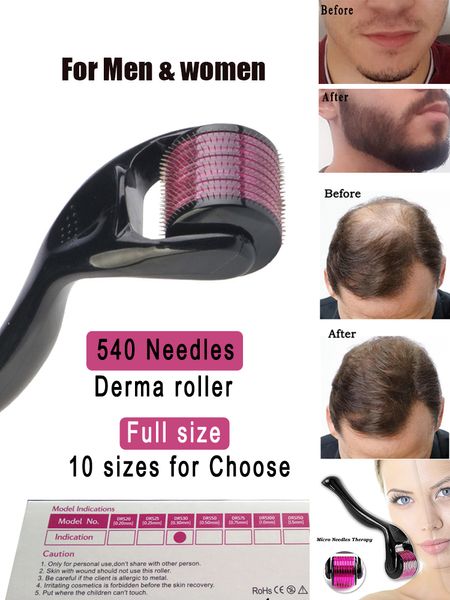 540 Micro aiguille rouleau Derma rouleau Dermaroller titane aide cheveux barbe repousse Anti perte de cheveux traitement amincissement recul