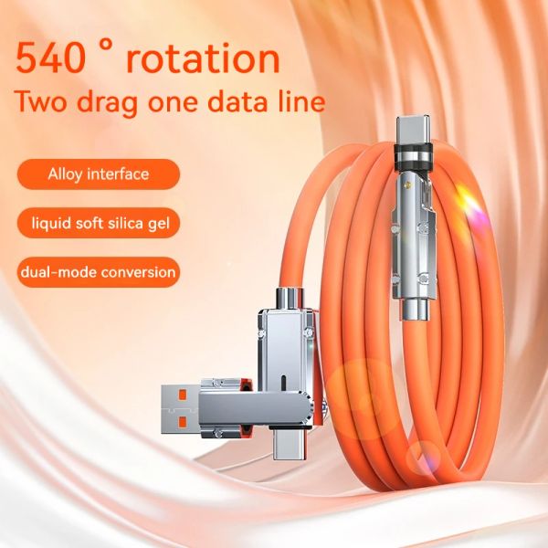 Câble USB C rétractable 2 en 1 Pd vers Type C, charge rapide, chargeur de téléphone, cordon de données USB-C, pour Xiaomi, Samsung, Huawei