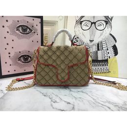 547260 Designer Luxury Marmont mini top handle bag Beige Canvas Black chain Black Red Matelasse Sac à bandoulière en cuir matelassé Taille 21/15.5/8cm