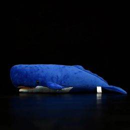 54 cm Simulación de ballenas de esperma realista Toyadores rellenos animales de mar suave Cachalot Plush Pot de juguete Grande para niños Regalo 240325