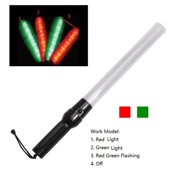 54cm extérieur LED Traffic Baton Signal de sécurité Signal de sécurité rouge Avertissement vert clignotant Feux fluorescentes wand Batons