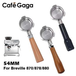 Portafiltro sin fondo de café de 54 mm desnudo para Breville Sage 870 878 880 Cesta de filtro de repuesto Herramienta de barista Accesorio de espresso 240104