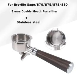 Portafiltro de café de acero inoxidable de 54MM para Breville Sage 870/875/878/880 herramienta de filtro de mango de café sin fondo/doble boquilla 240328