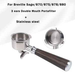 Porte-filtre à café en acier inoxydable, 54MM, pour Breville Sage 870/875/878/880, outil de filtre à poignée de café sans fond/Double bec 240328