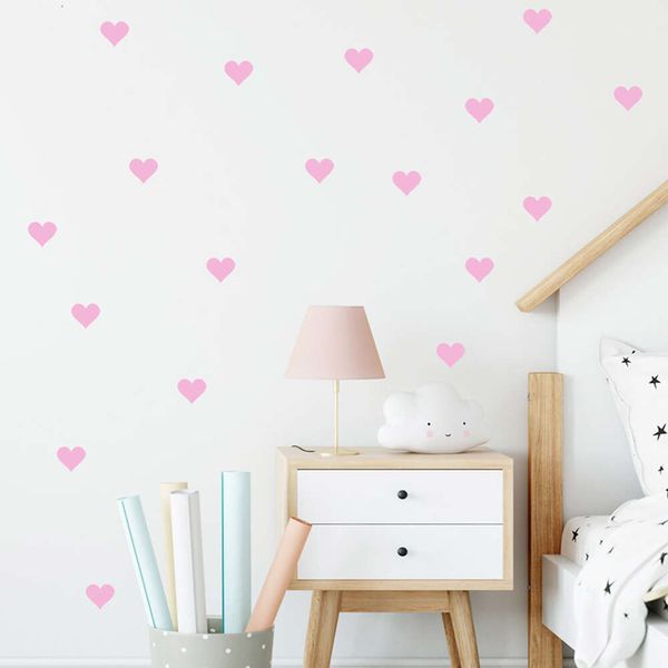 Autocollants muraux en forme de cœur rose doux, 54 pièces/ensemble 5cm, pour chambre d'enfants, sparadrap muraux pour chambre de bébé, chambre de fille, décoration de maison en vinyle