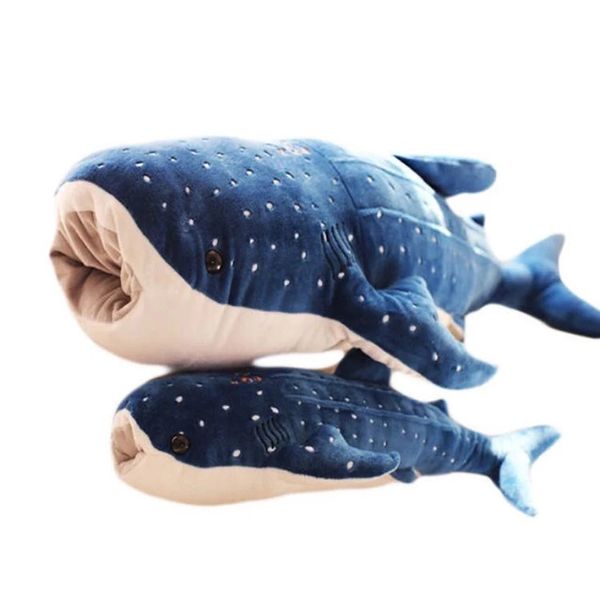 55-125 CM doux baleine bleue requin dauphin peluche jouets grande taille en peluche oreiller coussin animaux marins jouets cadeau pour enfants 240119