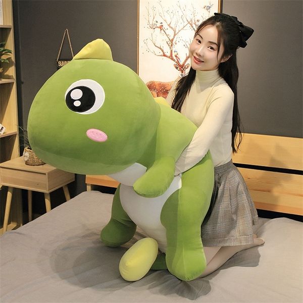 55-140CM Grande Taille Long Belle Dinosaure En Peluche Jouet Doux Animal De Bande Dessinée Dinosaure En Peluche Poupée Oreiller pour Enfants Fille Cadeau D'anniversaire LJ201126