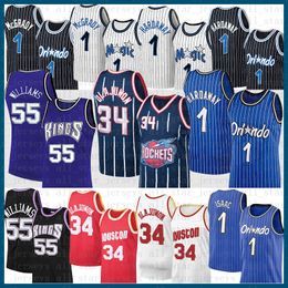 55 34 Penny Hardaway Tracy McGrady Jonathan Isaac basketbalshirts Sacramentos King Houstons Rocket Orlandos Magics 1 Jason Williams Hakeem Olajuwon Geel