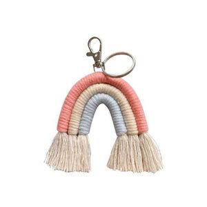 55 couleurs tissage arc-en-ciel porte-clés pour femmes Boho porte-clés à la main porte-clés macramé sac charme voiture suspendus bijoux cadeaux G1019