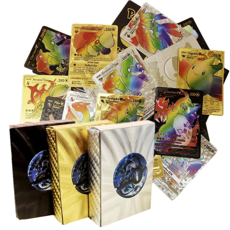 55 Cartões de folha de ouro do arco -íris ingleses Cartões de folhas de folhas de folha colorida Cards de jogo de tabuleiro