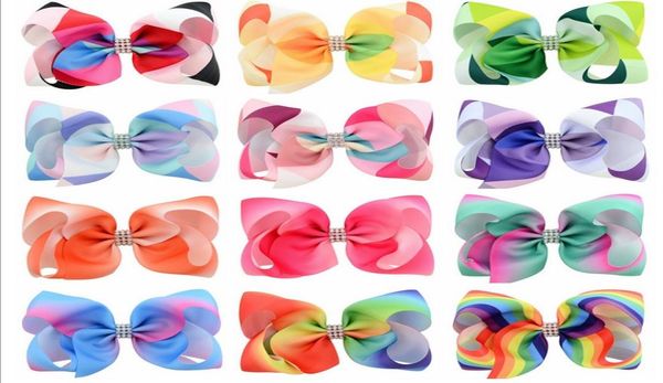 Épingles à cheveux de 55 pouces pour bébés belles arc-en-ciel couleur grosgrain Barrette ruban épingle à cheveux coiffure accessoires de bowknot A575222701