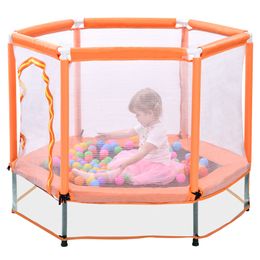 Trampoline de Toddlers de 55 pouces avec filet de boîtier de sécurité et boules, mini trampoline extérieure intérieure pour enfants USA Stock