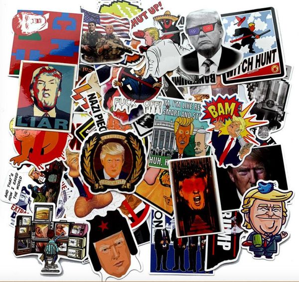 55 PCS Trump Car Autocollants GRAFFITIS DROITS POUR LAPTOP PAUT DE STACHE PADE MOTOBYCLE PS4 PHONNEUR DÉCALAGE PVC GUITARE BUTMER ST3484094