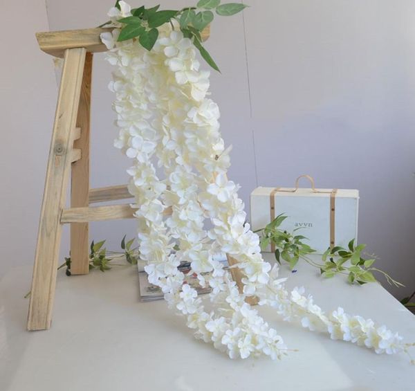 55 à 145 cm de long thème blanc fleur de soie artificielle vigne hortensia glycine rotin conception de cryptage pour ornement suspendu à la maison 2213577